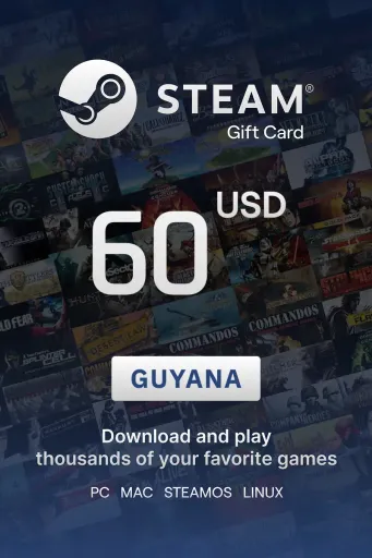 Steam Wallet 60 USD Gift Card (Guyana) - Digital Key