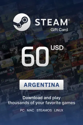Steam Wallet 60 USD Gift Card (Argentina) - Digital Key