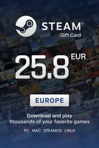 Steam Wallet 25.8 EUR Gift Card (Europe) - Digital Key