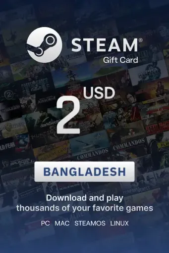 Steam Wallet 2 USD Gift card (Bangladesh) - Digital Key