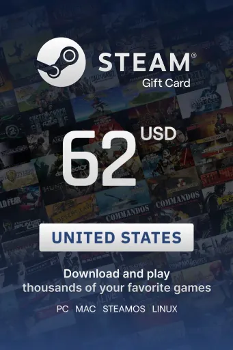 Steam Wallet 62 USD Gift Card (United States) - Digital Key