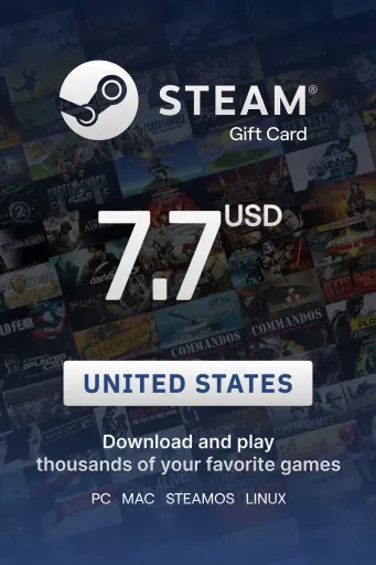 Steam Wallet 7.7 USD Gift Card (United States) - Digital Key