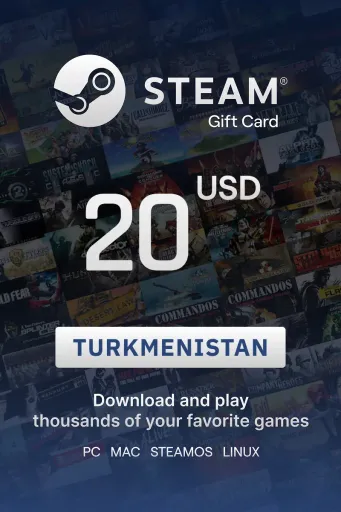 Steam Wallet 20 USD Gift Card (Turkmenistan) - Digital Key