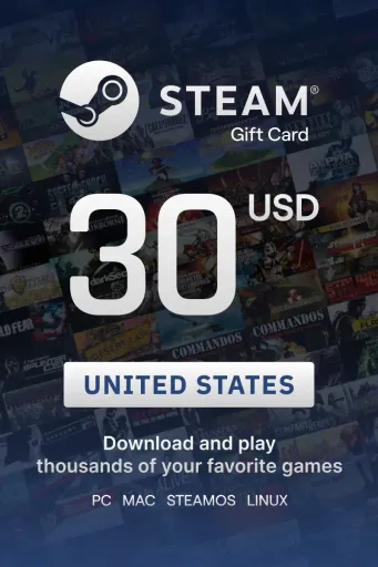 Steam Wallet 30 USD Gift Card (United States) - Digital Key