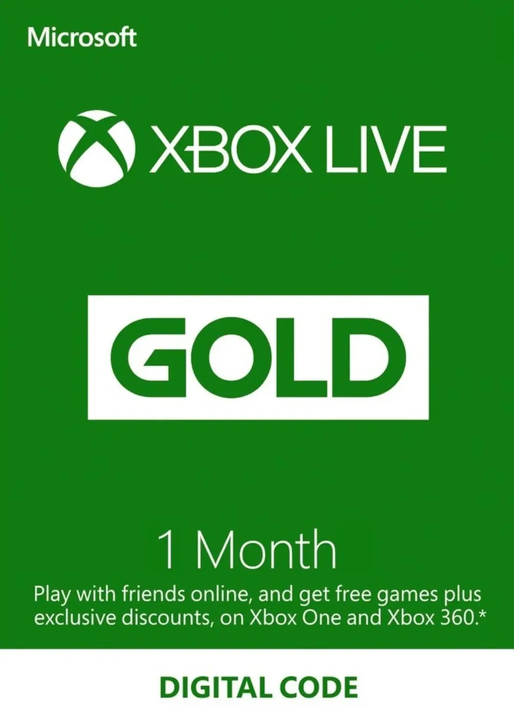 Buy Xbox Live Gold 1 Month Xbox Live Digital Code