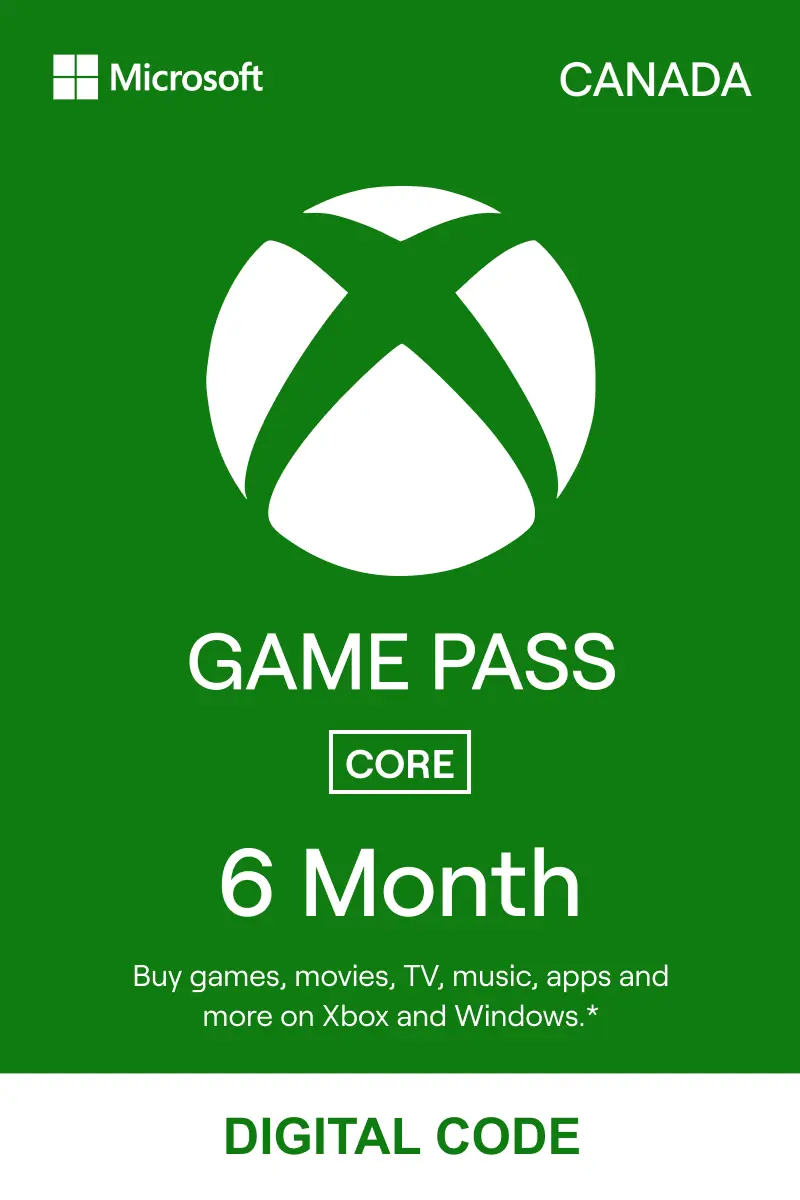 Xbox Game Pass Core 6 Months (CA) - Xbox Live - Digital Code