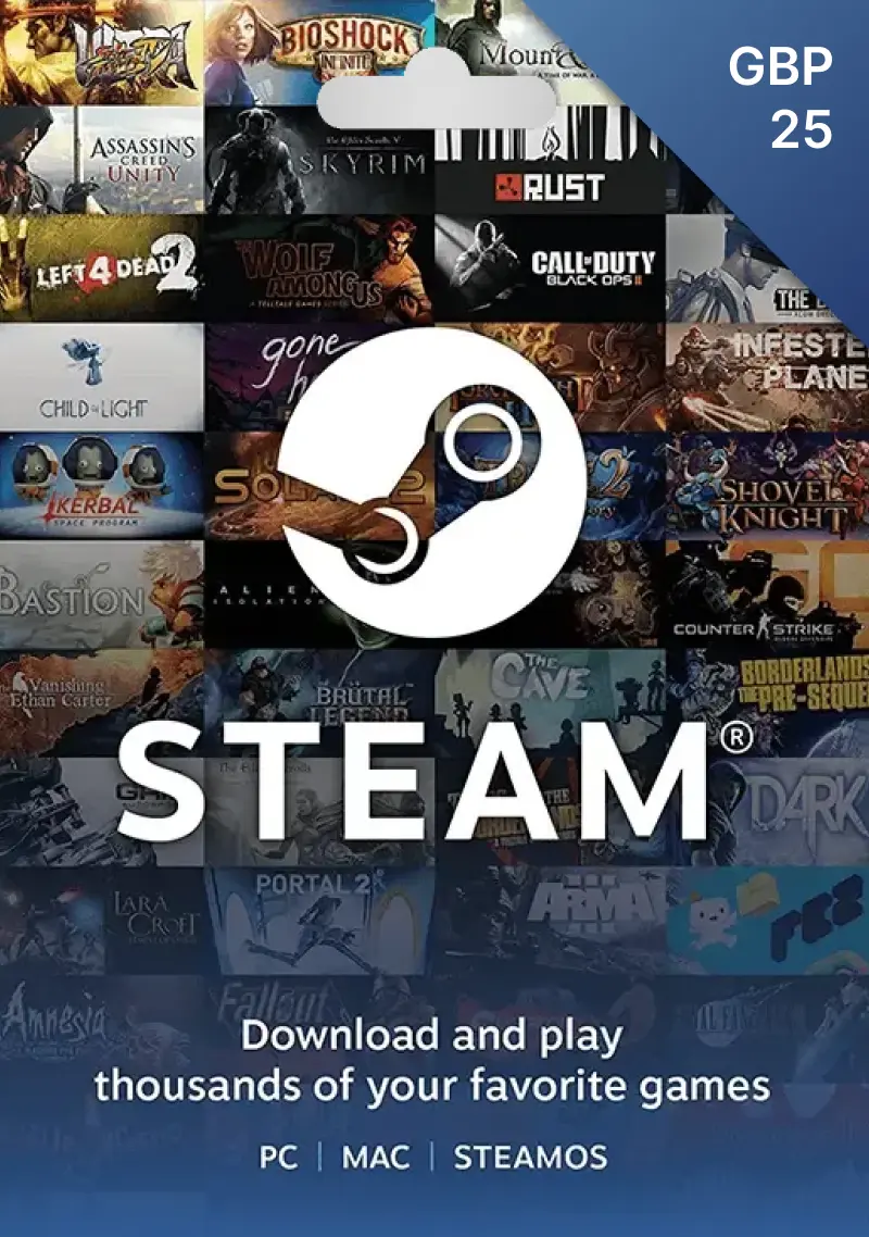 Steam Wallet £25 GBP Gift Card (UK) - Digital Code