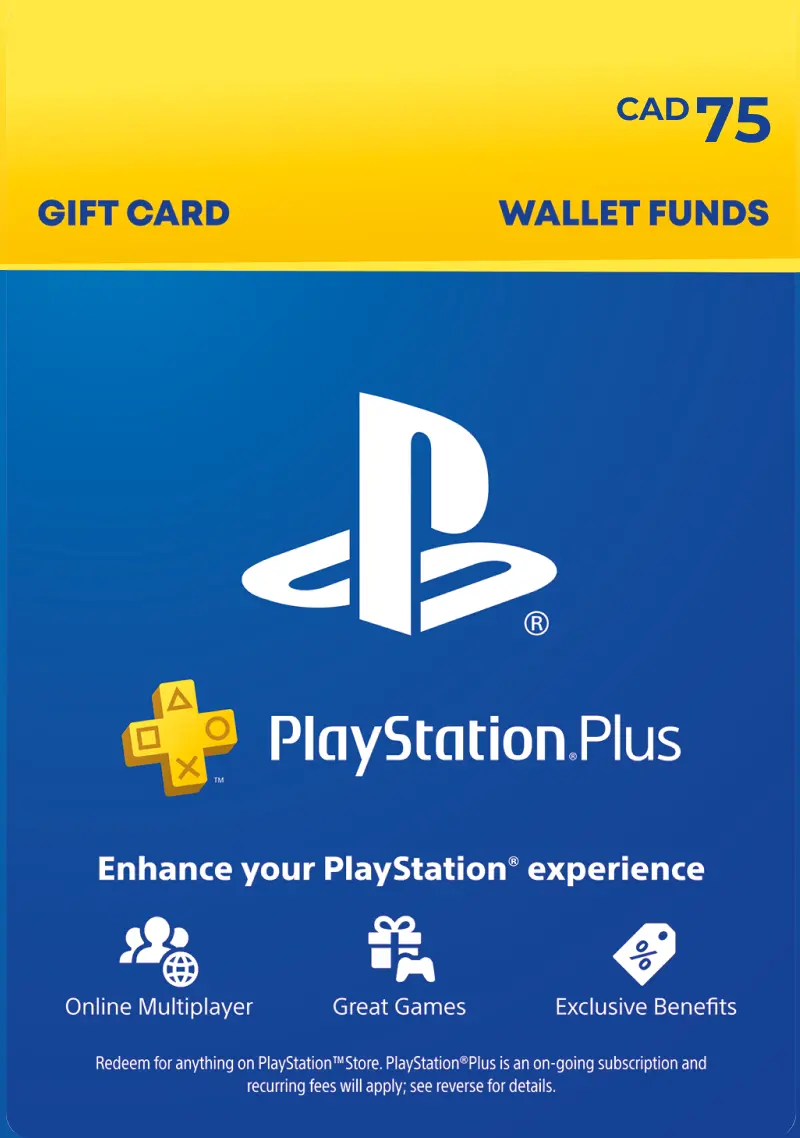 PlayStation Plus Store $75 CAD Gift Card (CA) - Digital Code