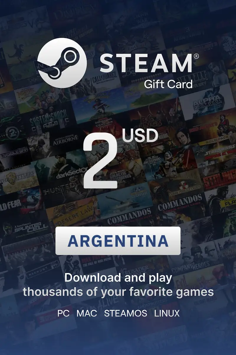 Steam Wallet 2 USD Gift Card (Argentina) - Digital Key