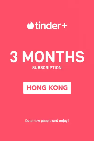 Tinder Plus - 3 Months Subscription (Hong Kong) - Digital Key