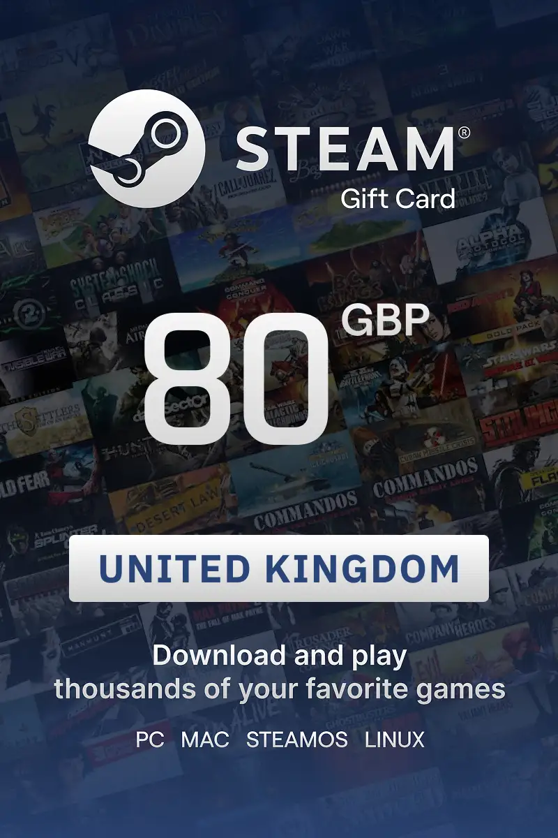 Steam Wallet 80 GBP Gift Card (United Kingdom) - Digital Key