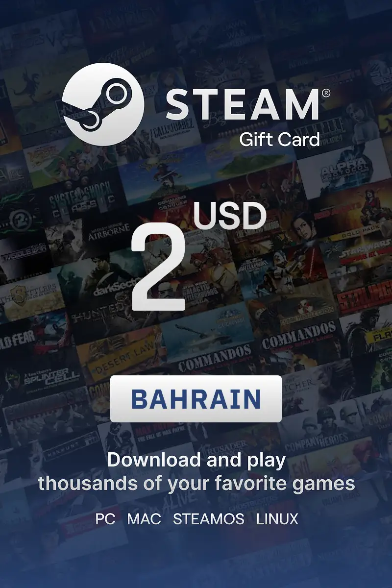 Steam Wallet 2 USD Gift Card (Bahrain) - Digital Key