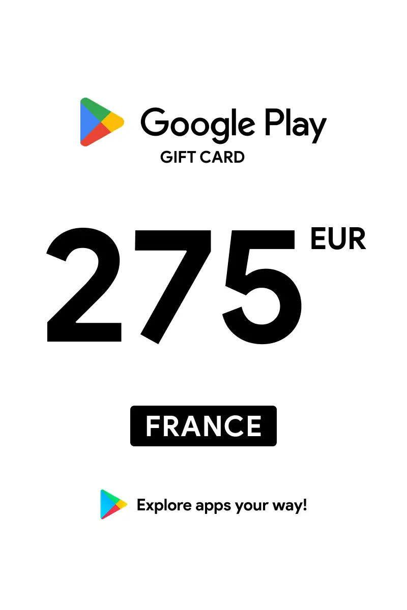 Google Play 275 EUR Gift Card (France) - Digital Key