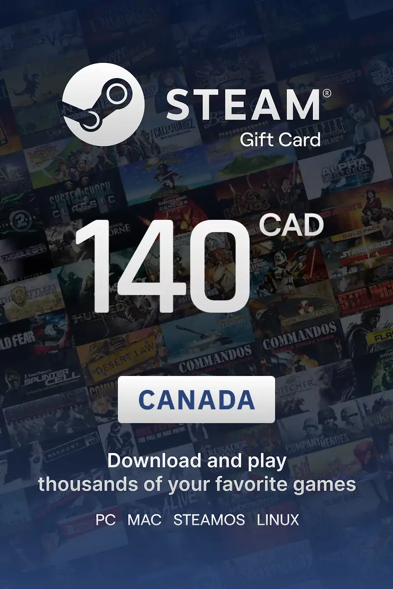 Steam Wallet 140 CAD Gift Card (Canada) - Digital Key