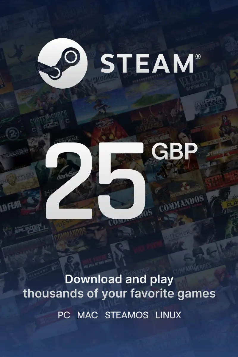 

Steam Wallet £25 GBP Gift Card (UK) - Digital Code