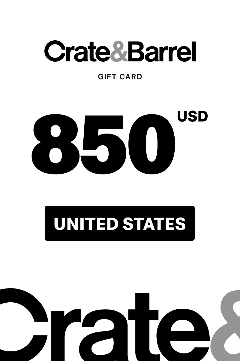 Crate and Barrel 850 USD Gift Card (United States) - Digital Key