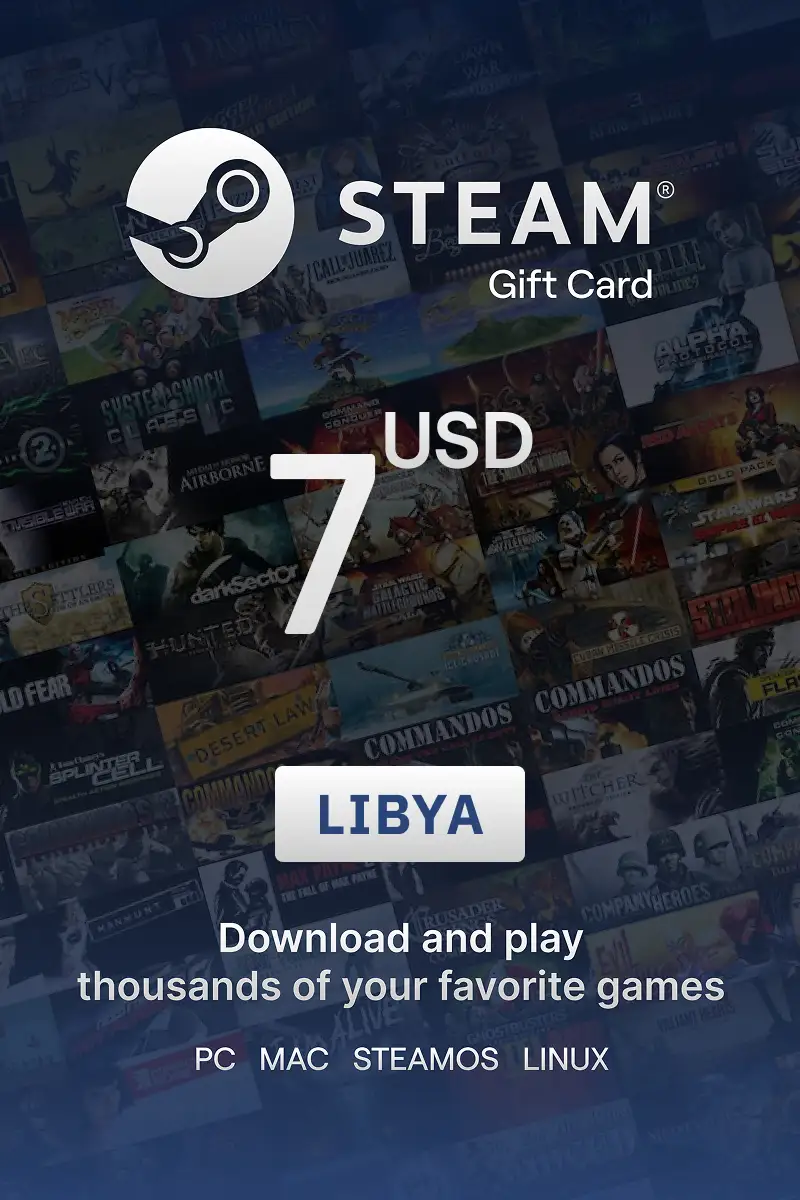 Steam Wallet 7 USD Gift Card (Libya) - Digital Key