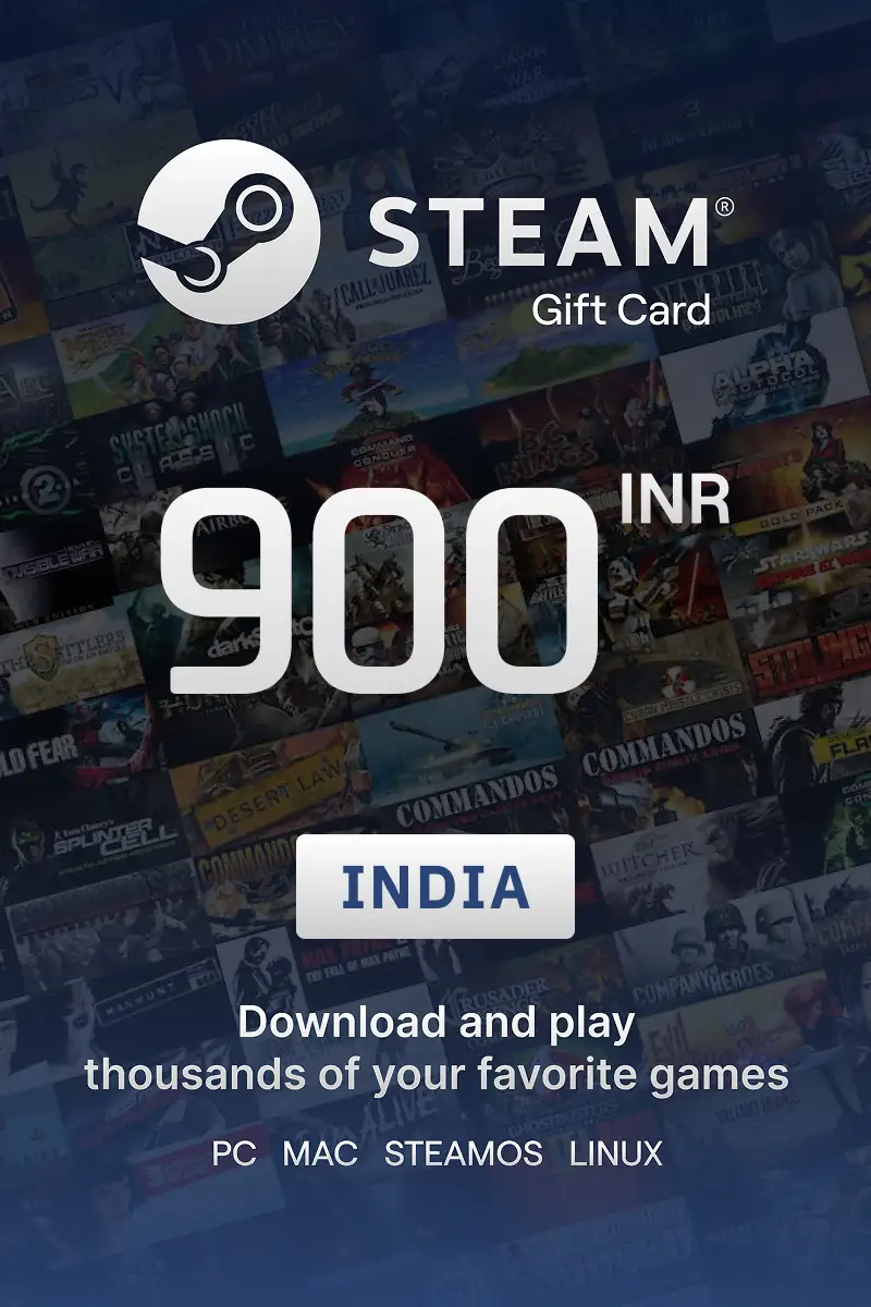 Steam Wallet 900 INR Gift Card (India) - Digital Key