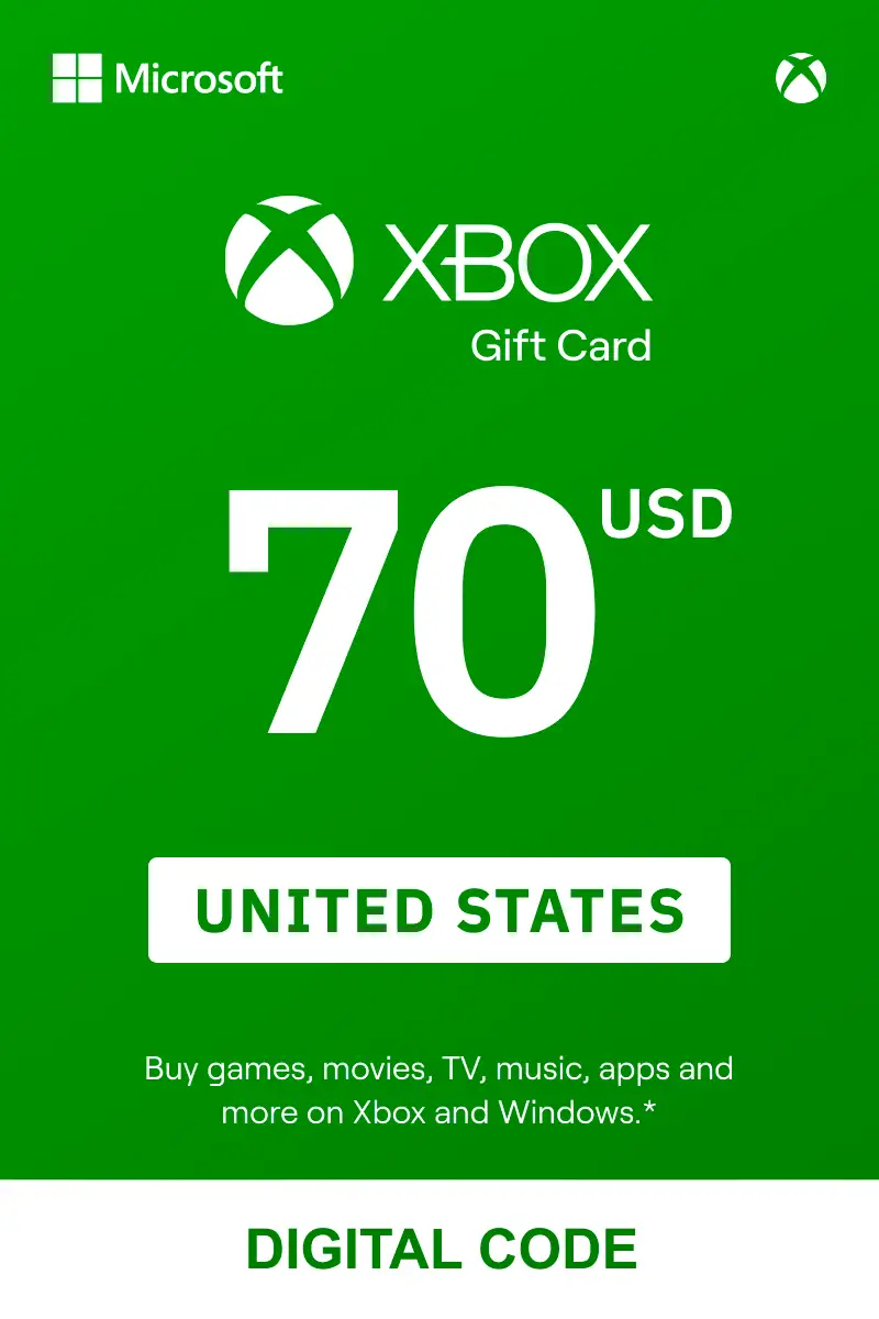 Xbox 70 USD Gift Card (United States) - Digital Key