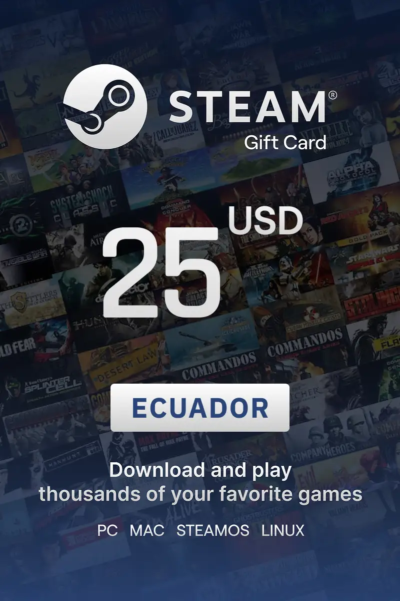 Steam Wallet 25 USD Gift Card (Ecuador) - Digital Key