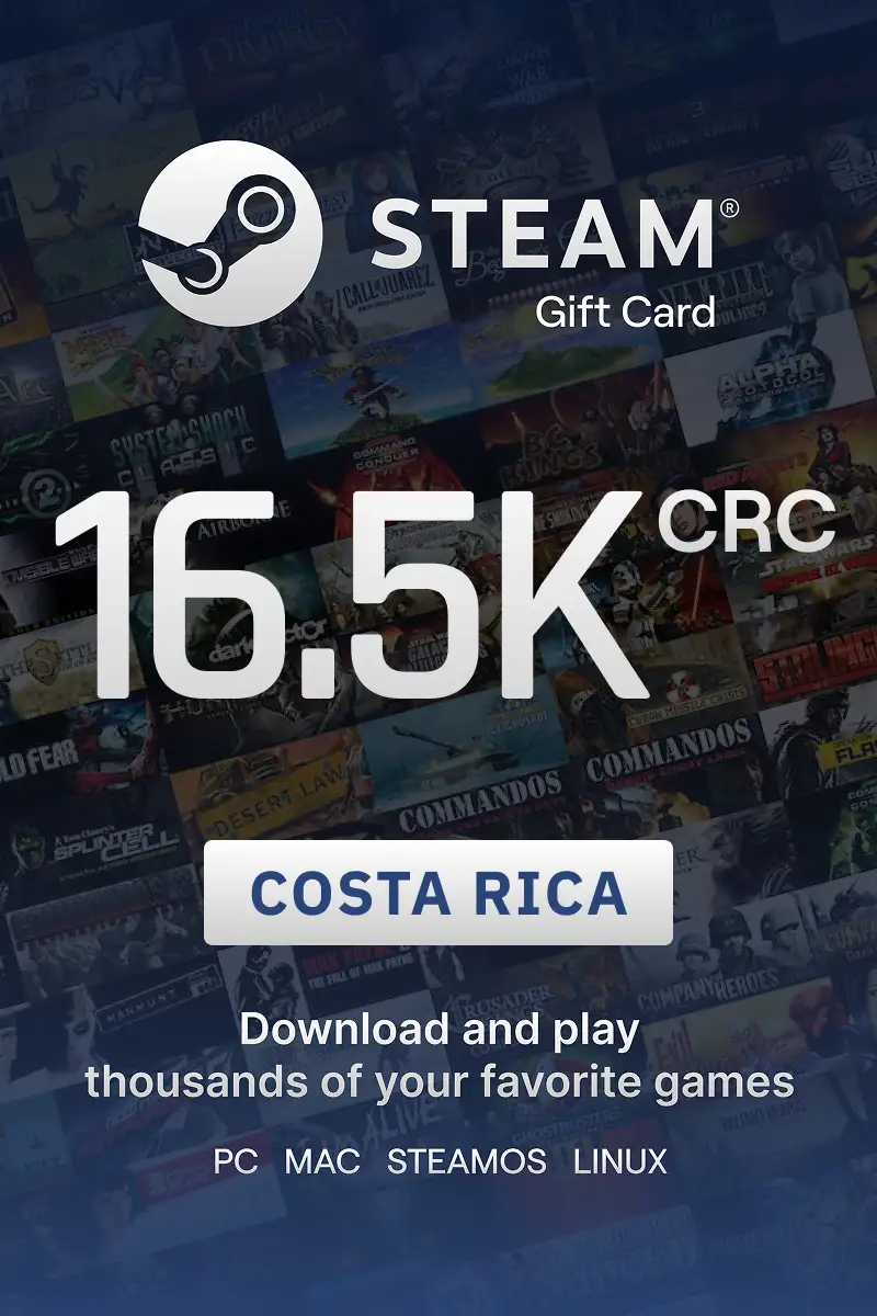 Steam Wallet 16500 CRC Gift Card (Costa Rica) - Digital Key