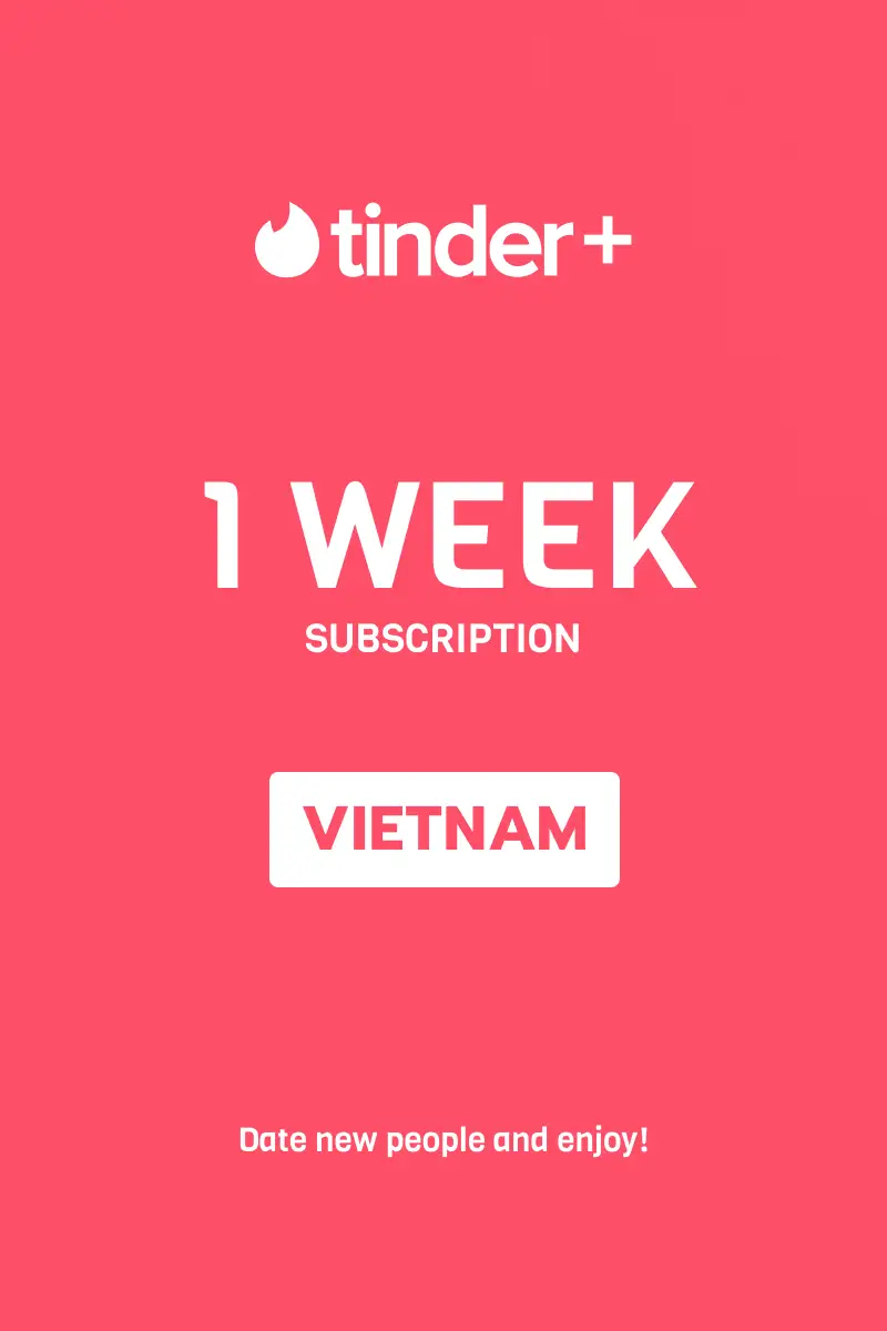 Tinder Plus - 1 Week Subscription (Vietnam) - Digital Key