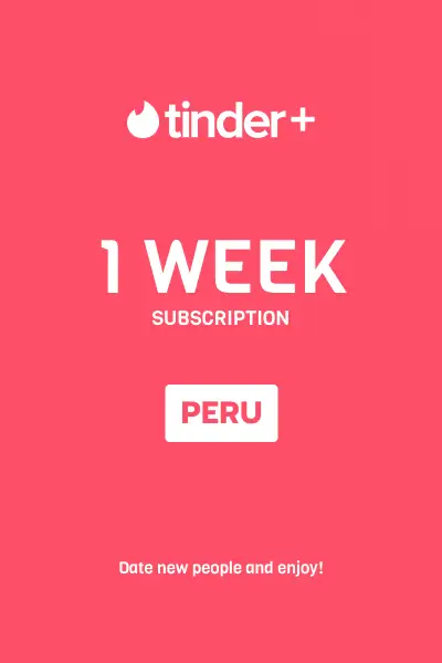 Tinder Plus - 1 Week Subscription (Peru) - Digital Key