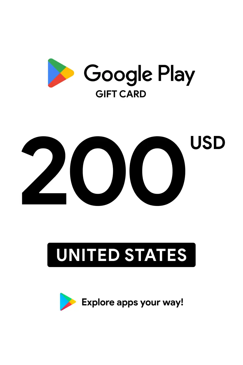 Google Play 200 USD Gift Card (United States) - Digital Key