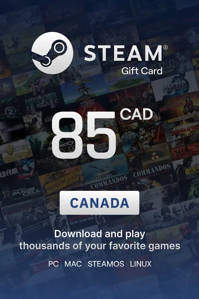 Steam Wallet 85 CAD Gift Card (Canada) - Digital Key
