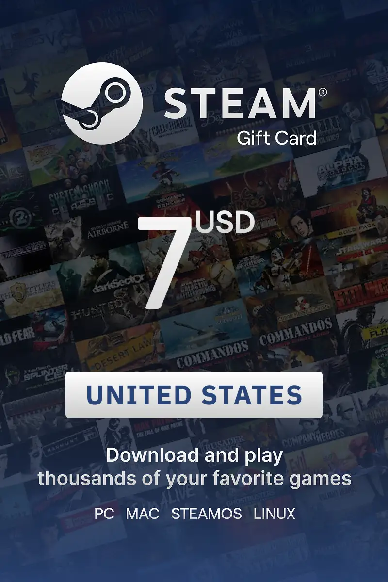 Steam Wallet 7 USD Gift Card (United States) - Digital Key