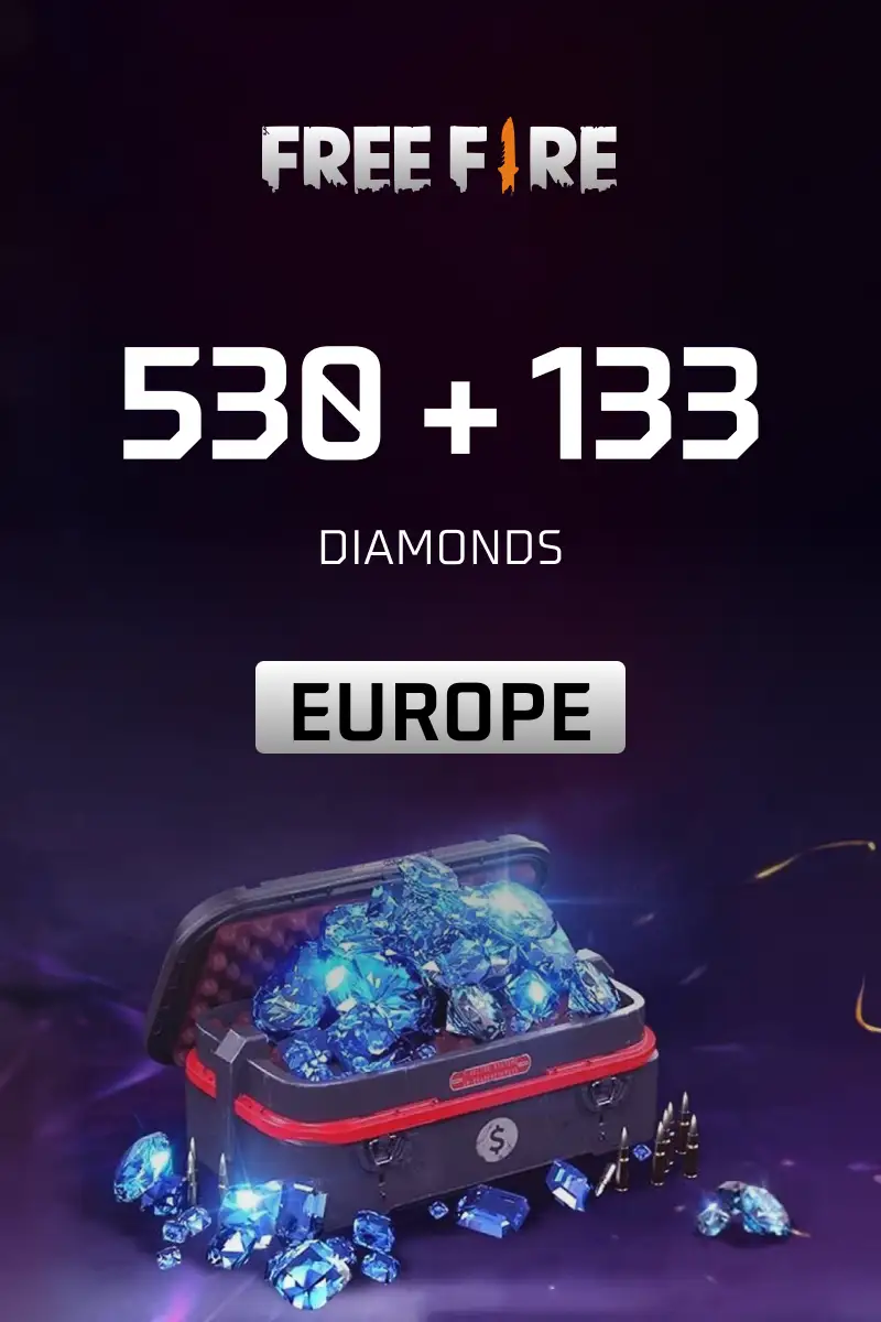 Garena Free Fire - 530 + 133 Diamonds (Europe) - Digital Key