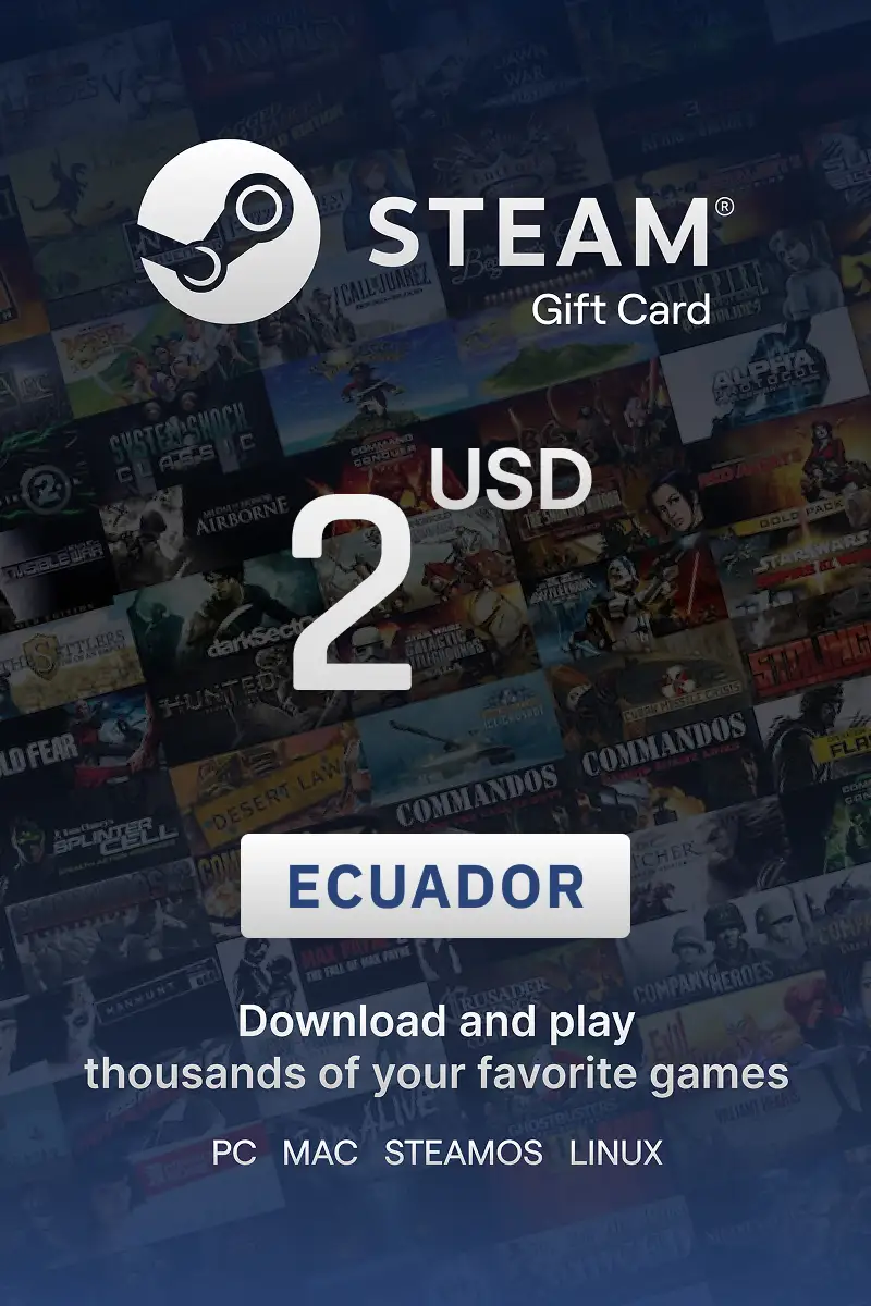 Steam Wallet 2 USD Gift Card (Ecuador) - Digital Key