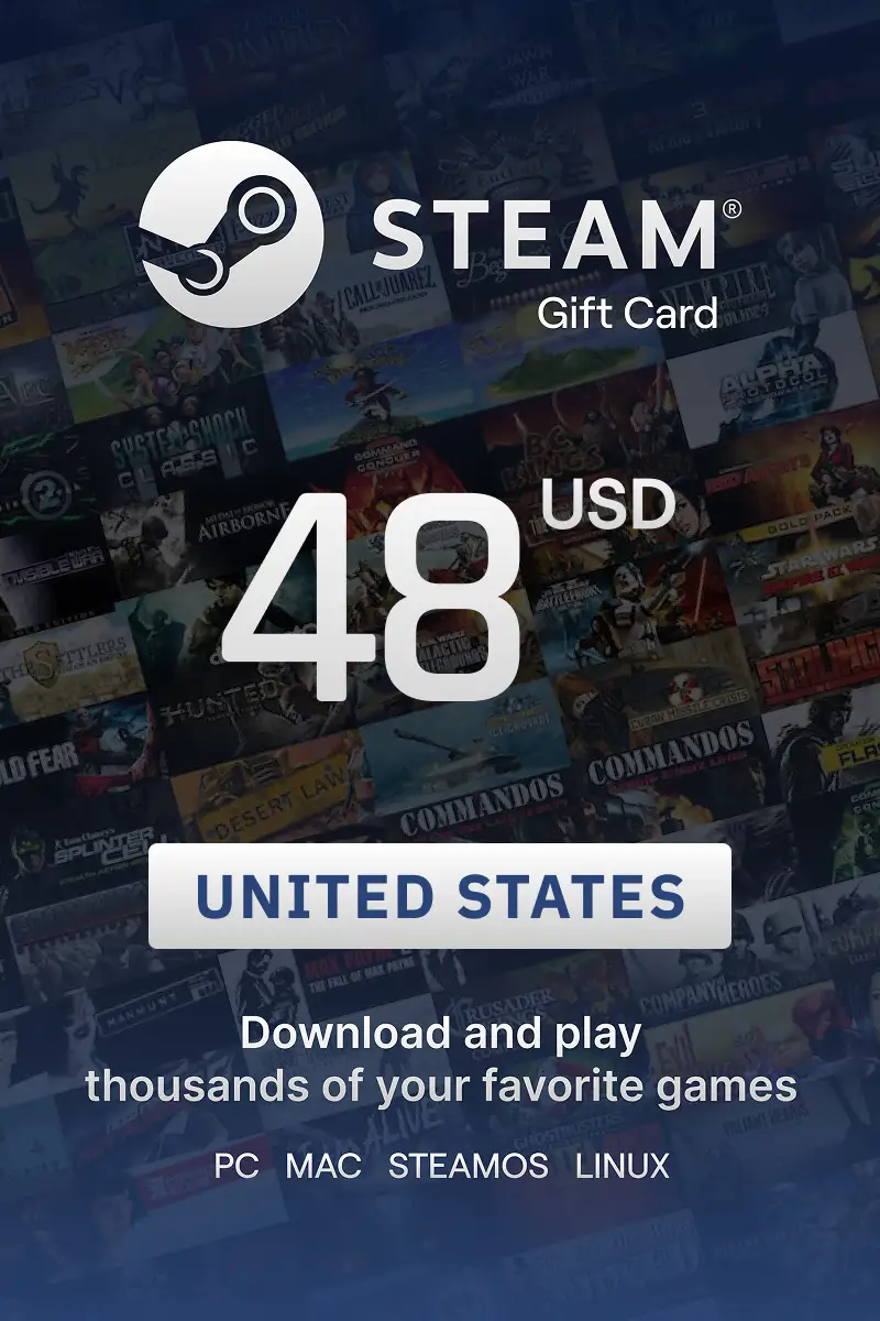 Steam Wallet 48 USD Gift Card (United States) - Digital Key