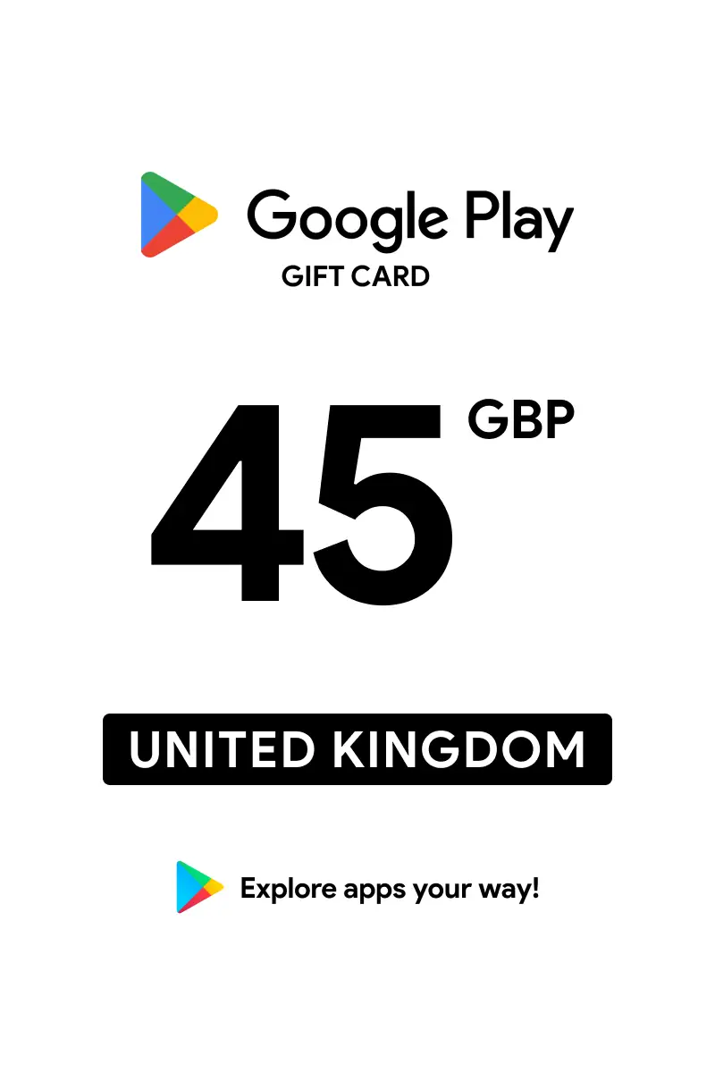 Google Play 45 GBP Gift Card (United Kingdom) - Digital Key