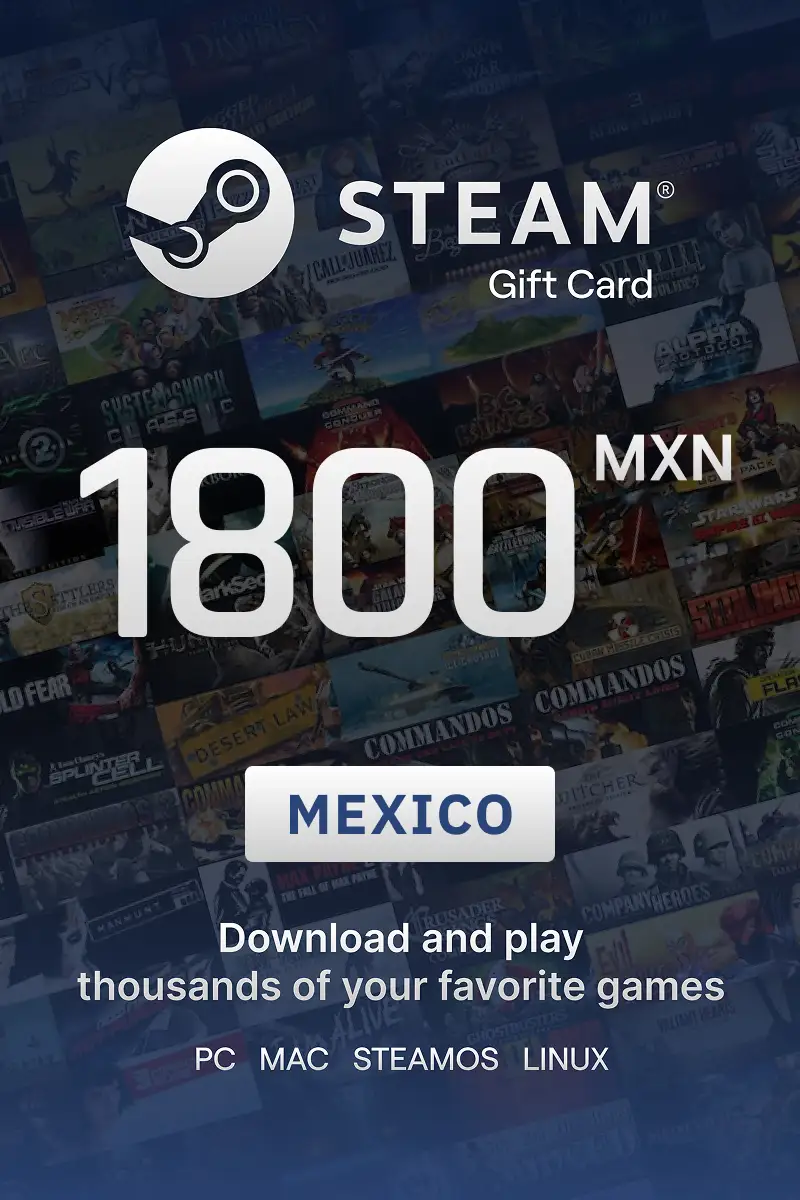Steam Wallet 1800 MXN Gift Card (Mexico) - Digital Key