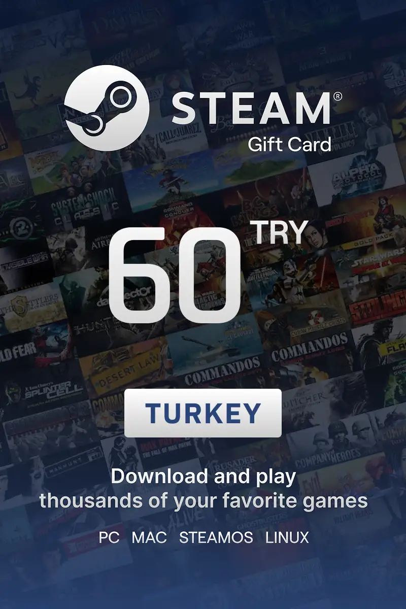 Steam Wallet 60 TRY Gift Card (Turkey) - Digital Key