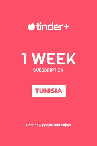 Tinder Plus - 1 Week Subscription (Tunisia) - Digital Key