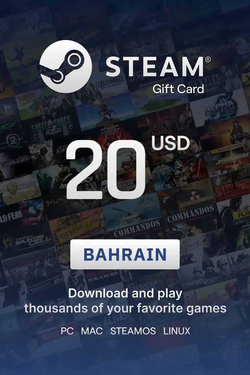 Steam Wallet 20 USD Gift Card (Bahrain) - Digital Key