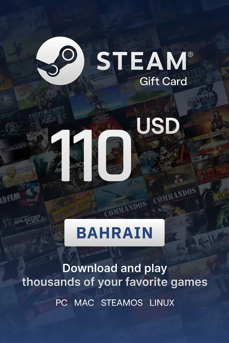 Steam Wallet 110 USD Gift Card (Bahrain) - Digital Key