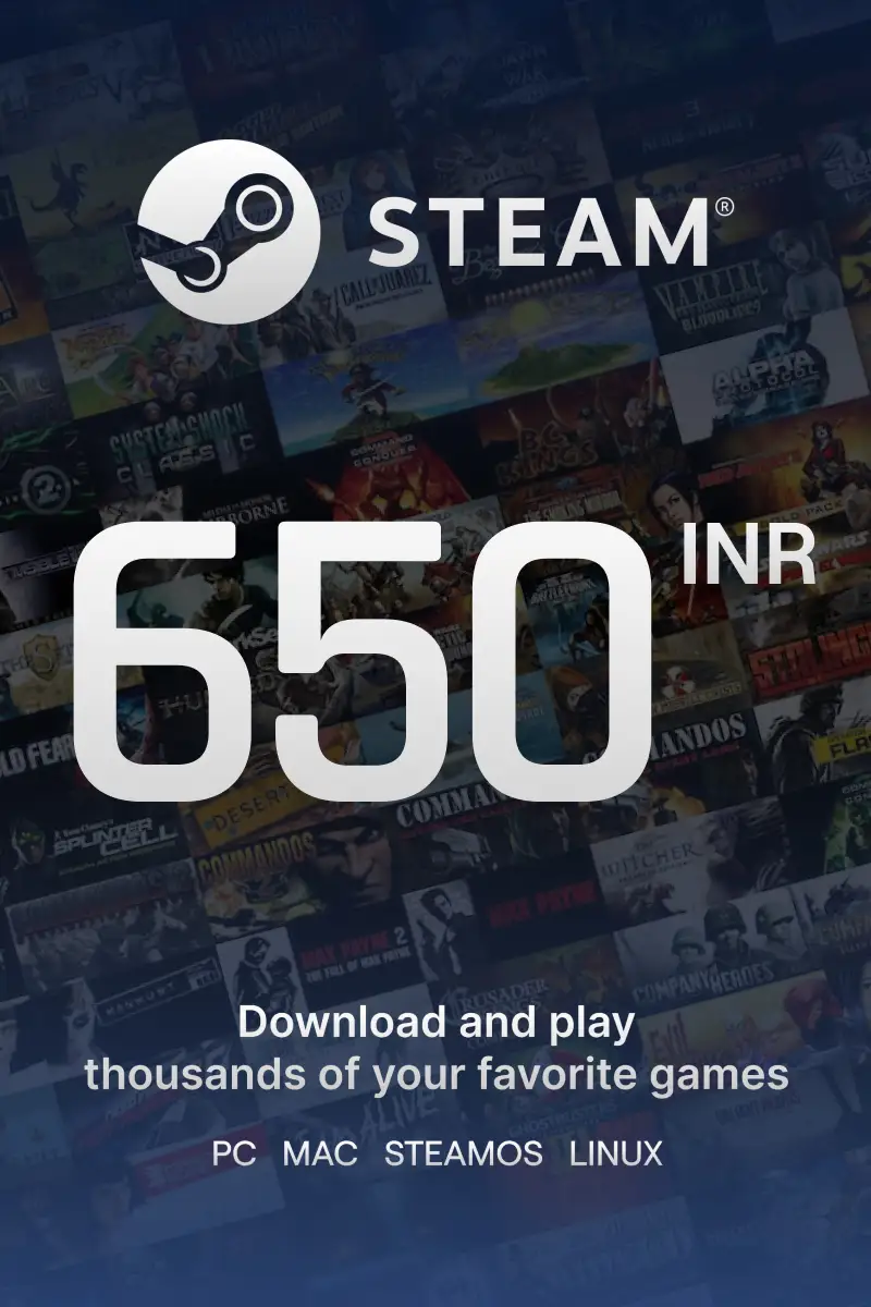 

Steam Wallet ₹650 INR Gift Card (IN) - Digital Code