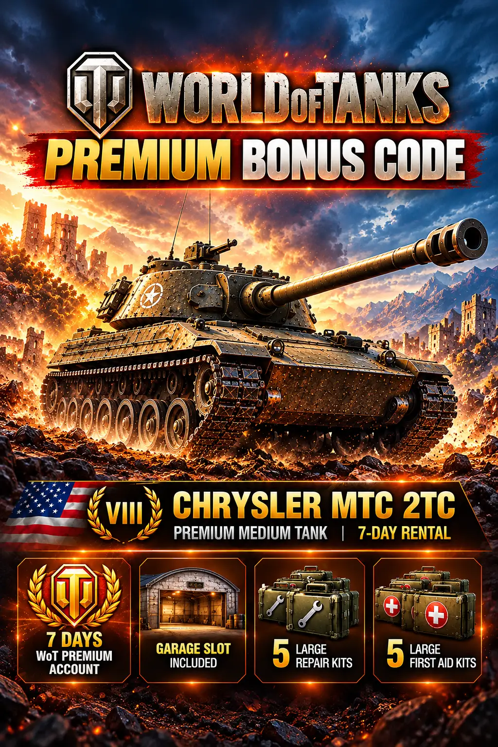 World of Tanks Premium Bonus DLC (Global) (PC) - Official Website - Digital Key