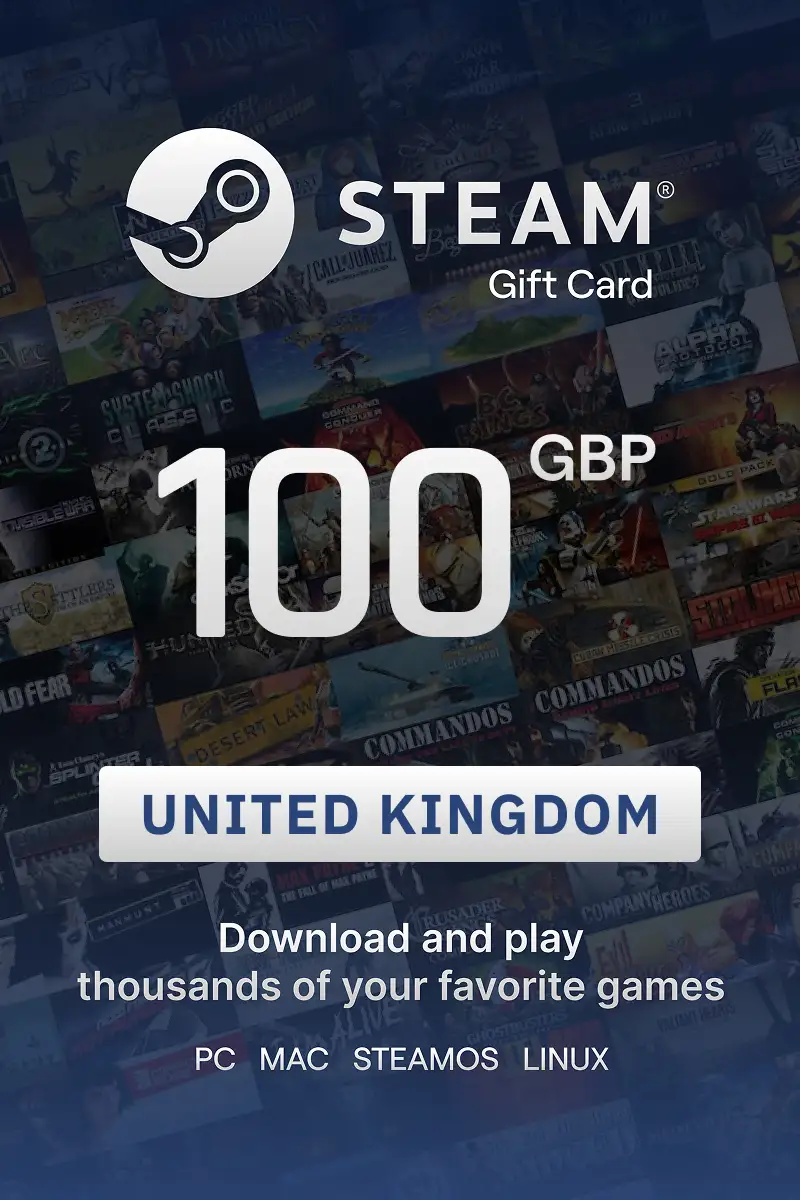 Steam Wallet 100 GBP Gift Card (United Kingdom) - Digital Key