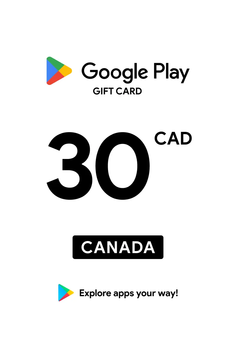Google Play 30 CAD Gift Card (Canada) - Digital Key