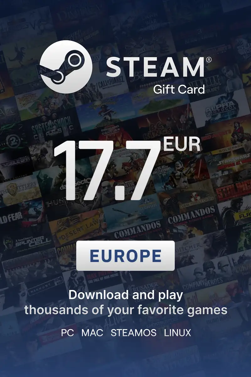Steam Wallet 17.7 EUR Gift Card (Europe) - Digital Key