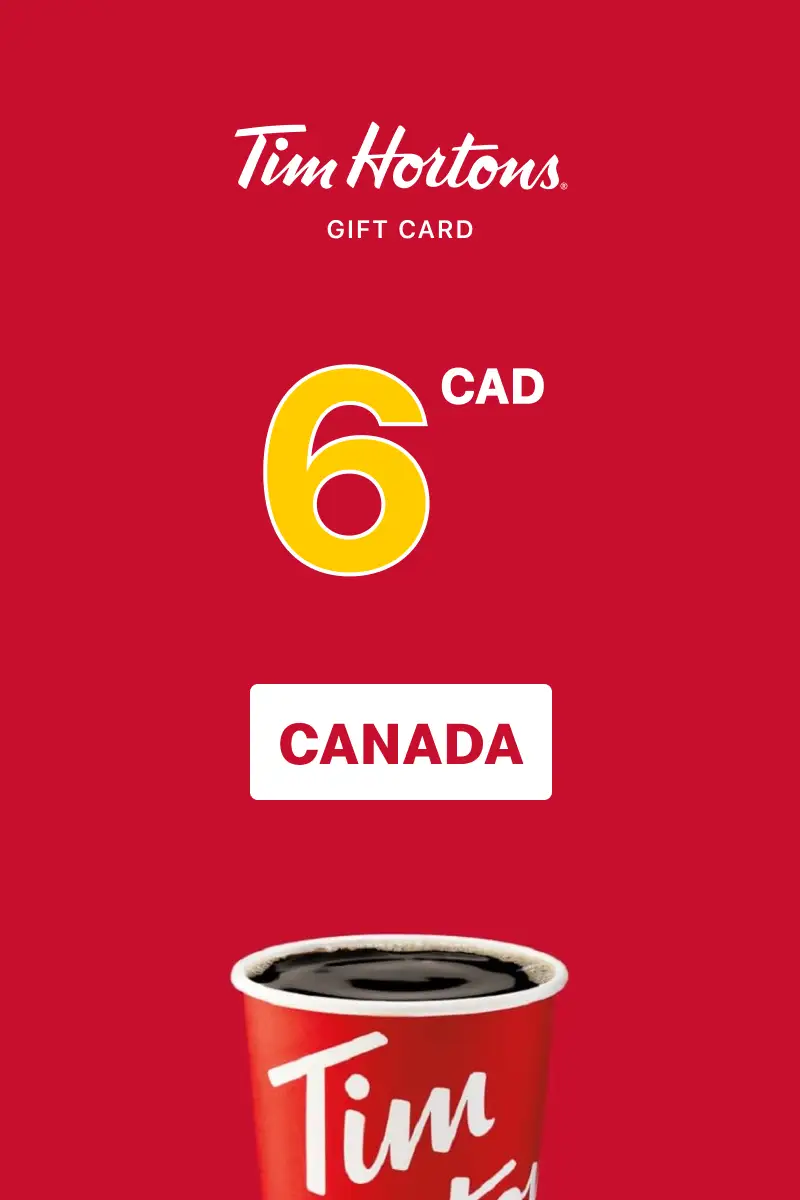 Tim Hortons 6 CAD Gift Card (Canada) - Digital Key