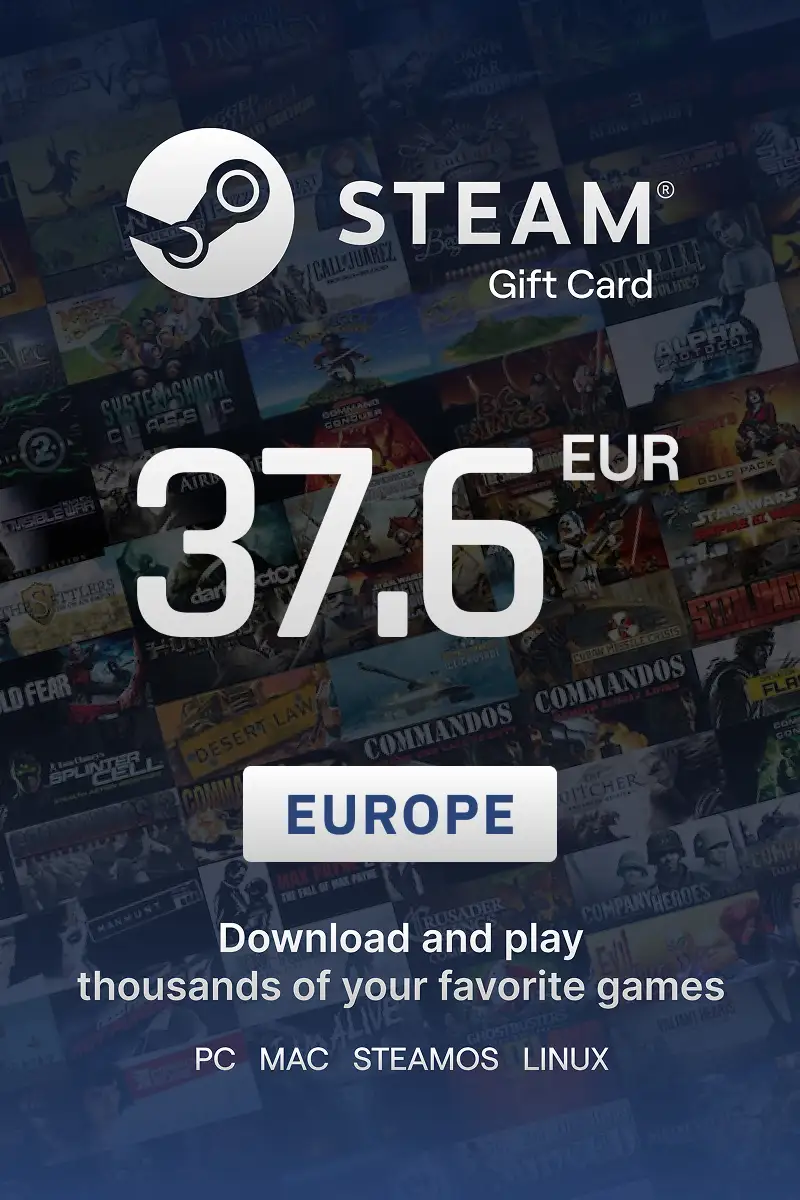 Steam Wallet 37.6 EUR Gift Card (Europe) - Digital Key
