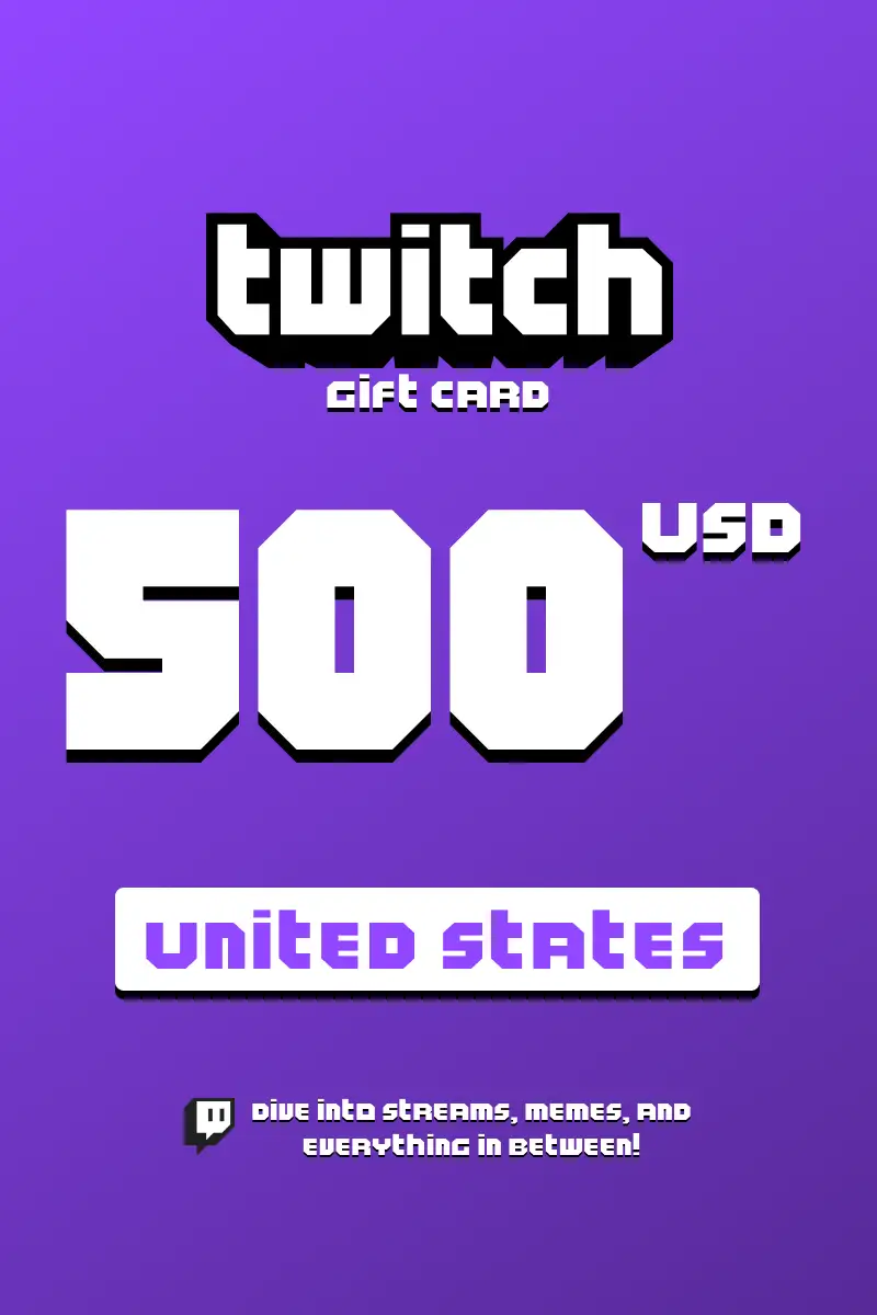 Twitch 500 USD Gift Card (United States) - Digital Key
