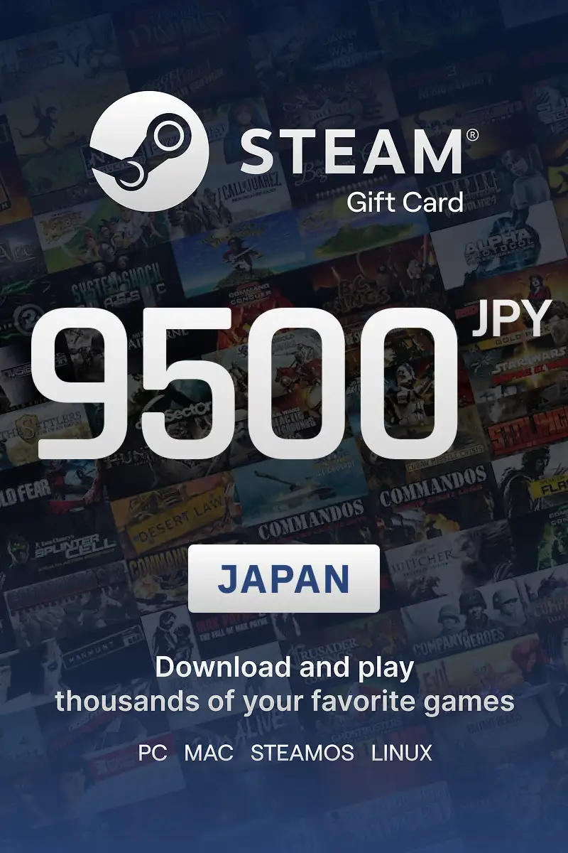 Steam Wallet 9500 JPY Gift Card (Japan) - Digital Key