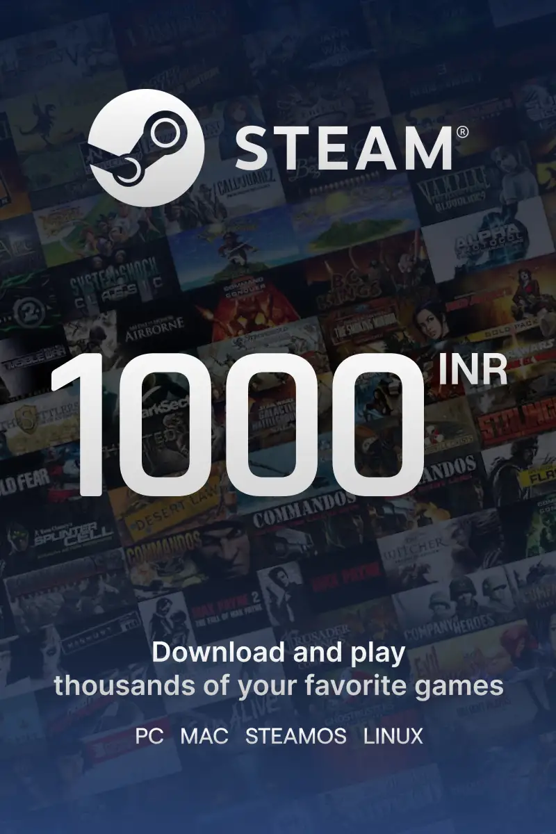 

Steam Wallet ₹1000 INR Gift Card (IN) - Digital Code