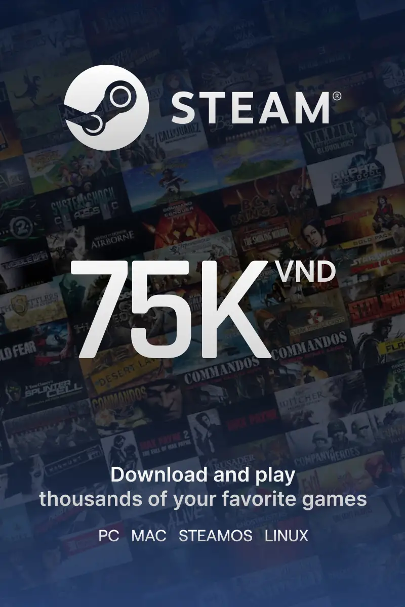 

Steam Wallet ₫75000 VND Gift Card (VN) - Digital Code